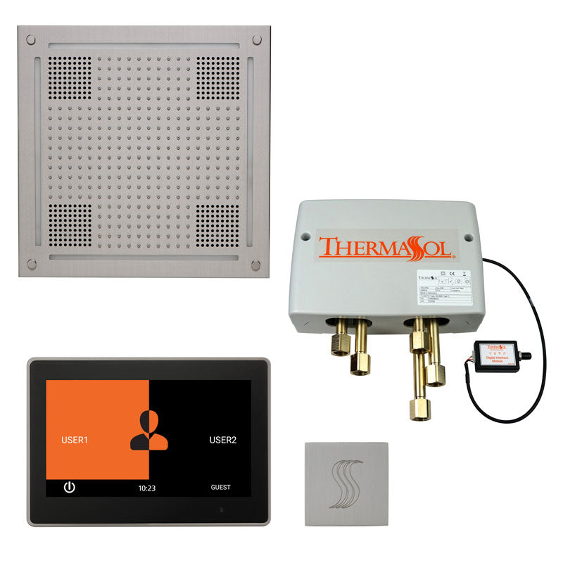 ThermaSol The Total Wellness Hydrovive Package with 10" ThermaTouch Square-Steam Shower Controls & Accessories-ThermaSol-Satin Chrome-Nordica Sauna