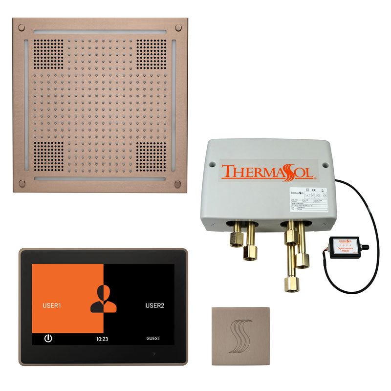 ThermaSol The Total Wellness Hydrovive Package with 10" ThermaTouch Square-Steam Shower Controls & Accessories-ThermaSol-Satin Nickel-Nordica Sauna