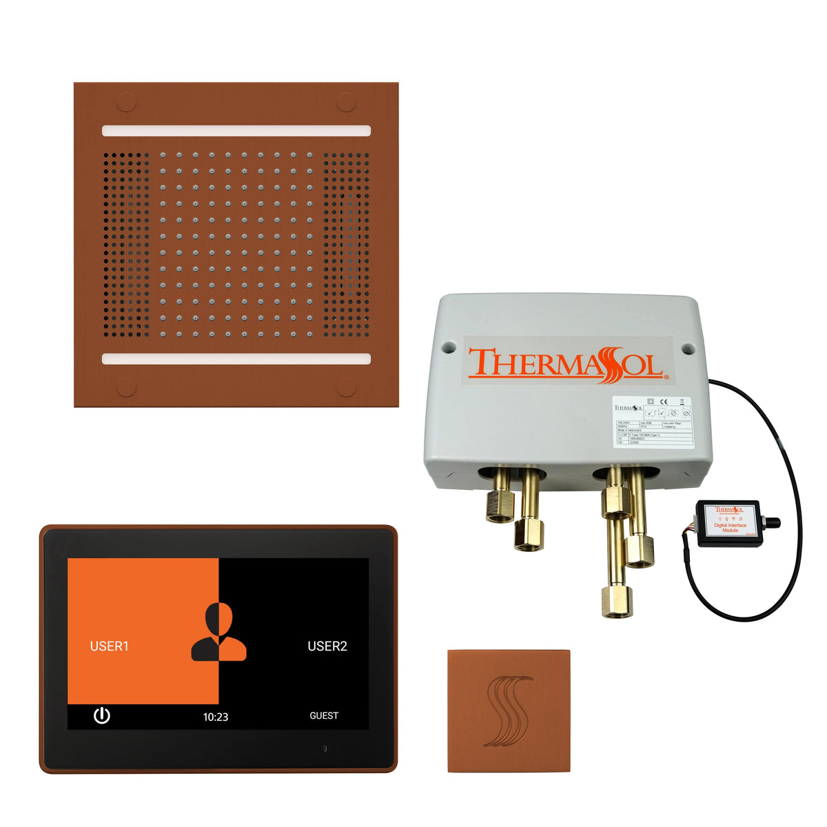 ThermaSol The Total Wellness Hydrovive14 Package with 10" ThermaTouch Square-Steam Shower Controls & Accessories-ThermaSol-Antique Copper-Nordica Sauna