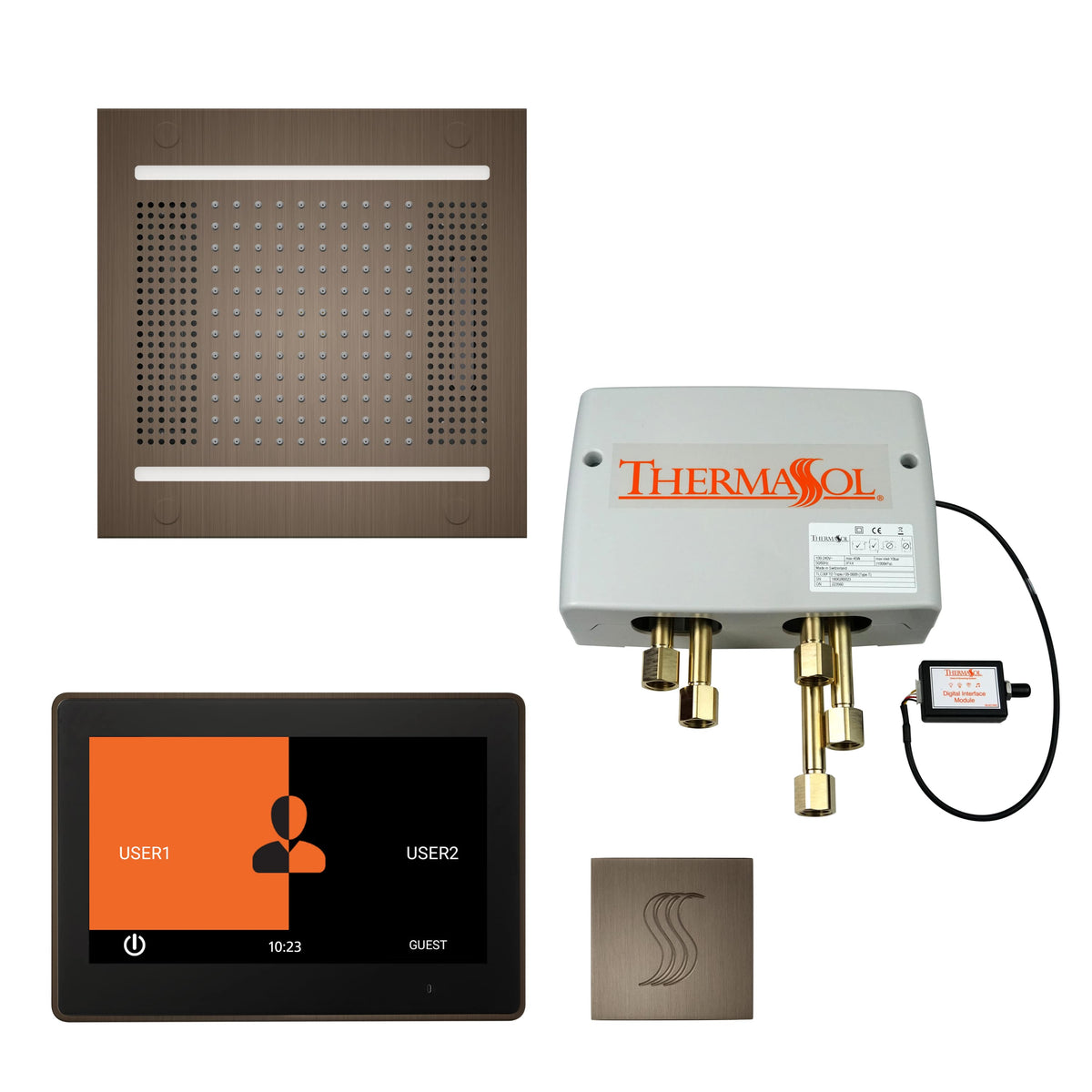 ThermaSol The Total Wellness Hydrovive14 Package with 10" ThermaTouch Square-Steam Shower Controls & Accessories-ThermaSol-Antique Nickel-Nordica Sauna