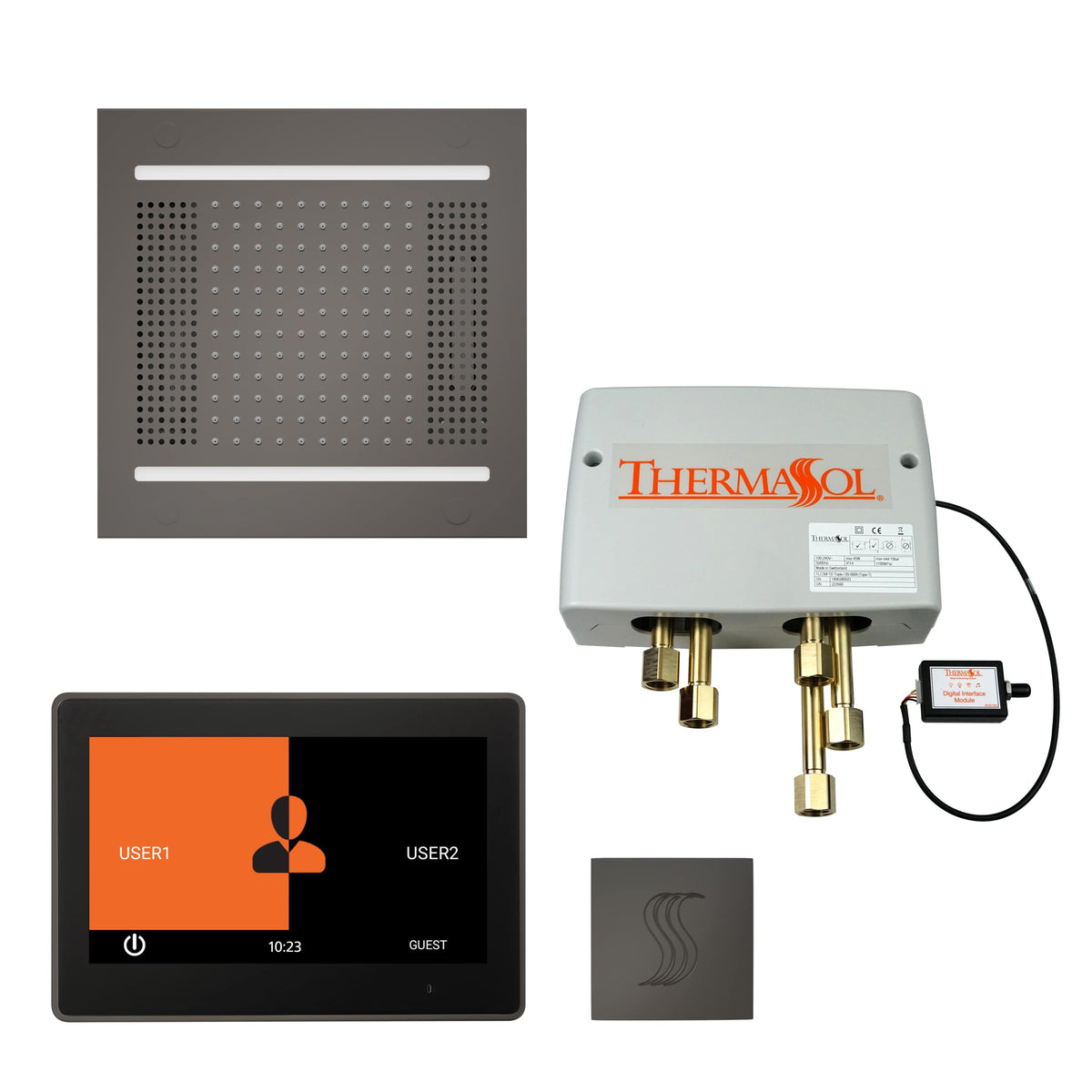ThermaSol The Total Wellness Hydrovive14 Package with 10" ThermaTouch Square-Steam Shower Controls & Accessories-ThermaSol-Black Nickel-Nordica Sauna