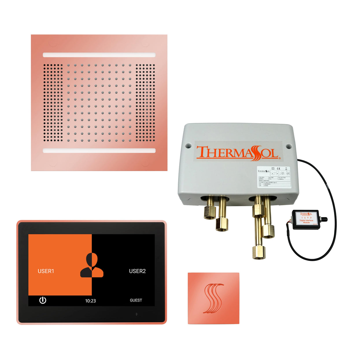 ThermaSol The Total Wellness Hydrovive14 Package with 10" ThermaTouch Square-Steam Shower Controls & Accessories-ThermaSol-Copper-Nordica Sauna