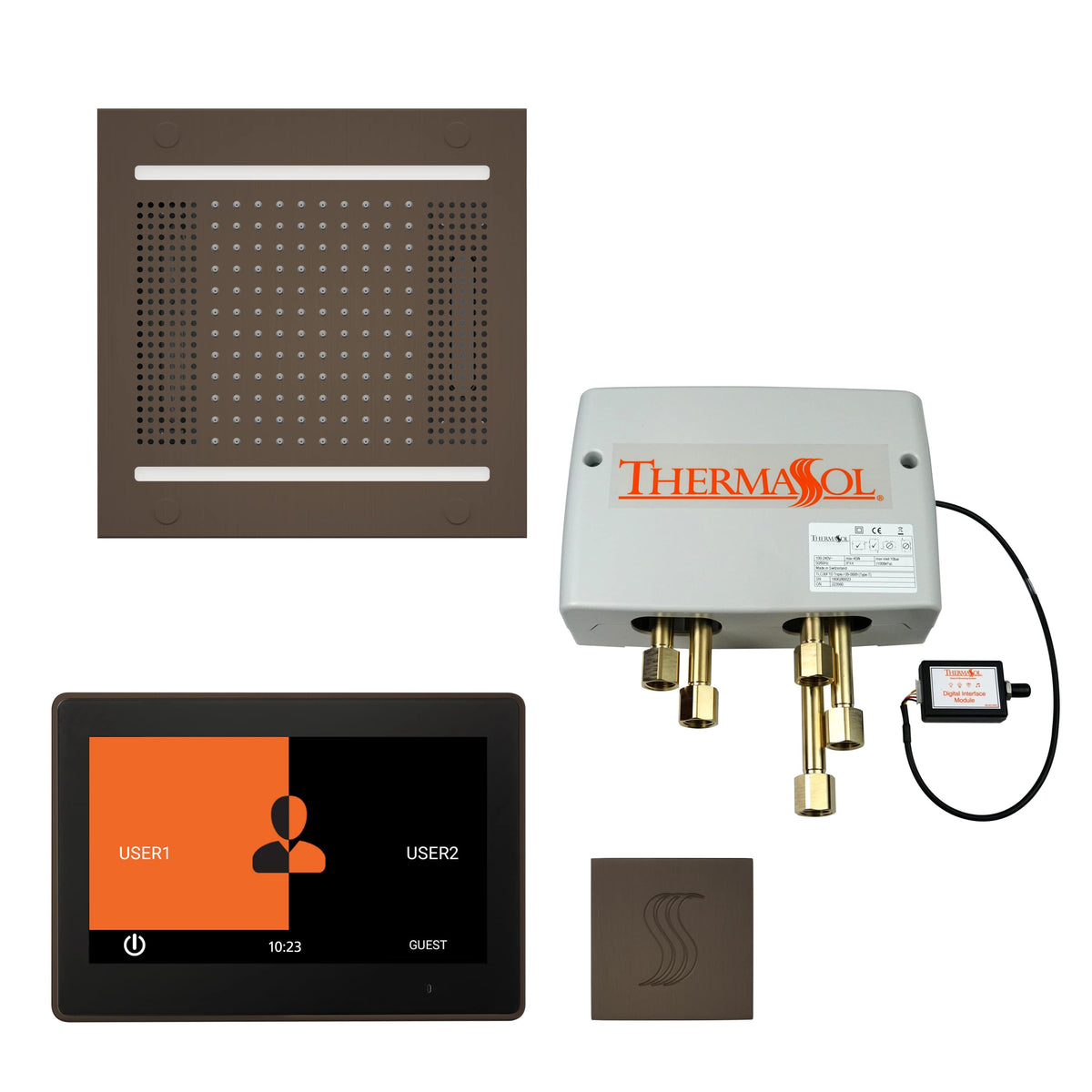 ThermaSol The Total Wellness Hydrovive14 Package with 10" ThermaTouch Square-Steam Shower Controls & Accessories-ThermaSol-Oil Rubbed Bronze-Nordica Sauna