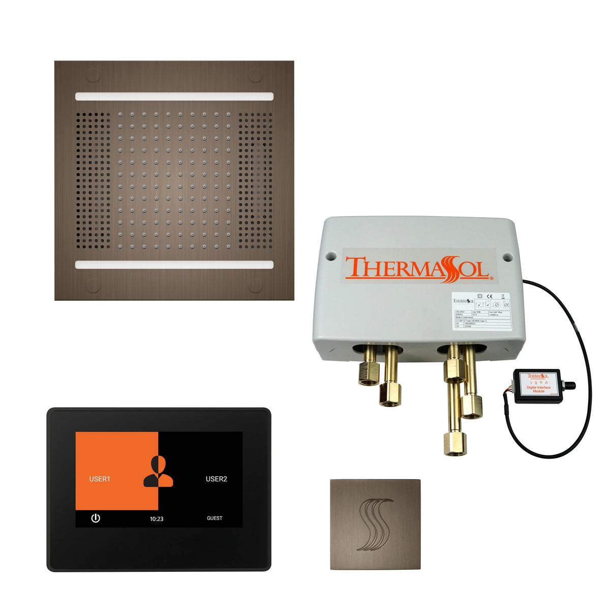 ThermaSol The Total Wellness Hydrovive14 Package with 7" ThermaTouch and Square-Steam Shower Controls & Accessories-ThermaSol-Antique Nickel-Nordica Sauna