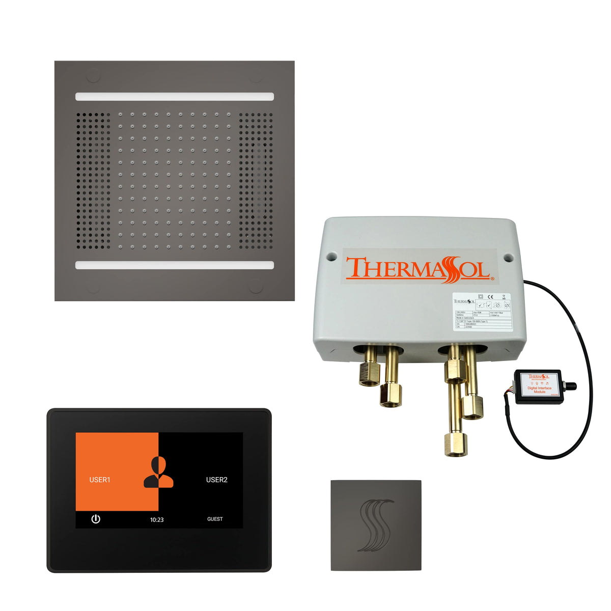 ThermaSol The Total Wellness Hydrovive14 Package with 7" ThermaTouch and Square-Steam Shower Controls & Accessories-ThermaSol-Black Nickel-Nordica Sauna