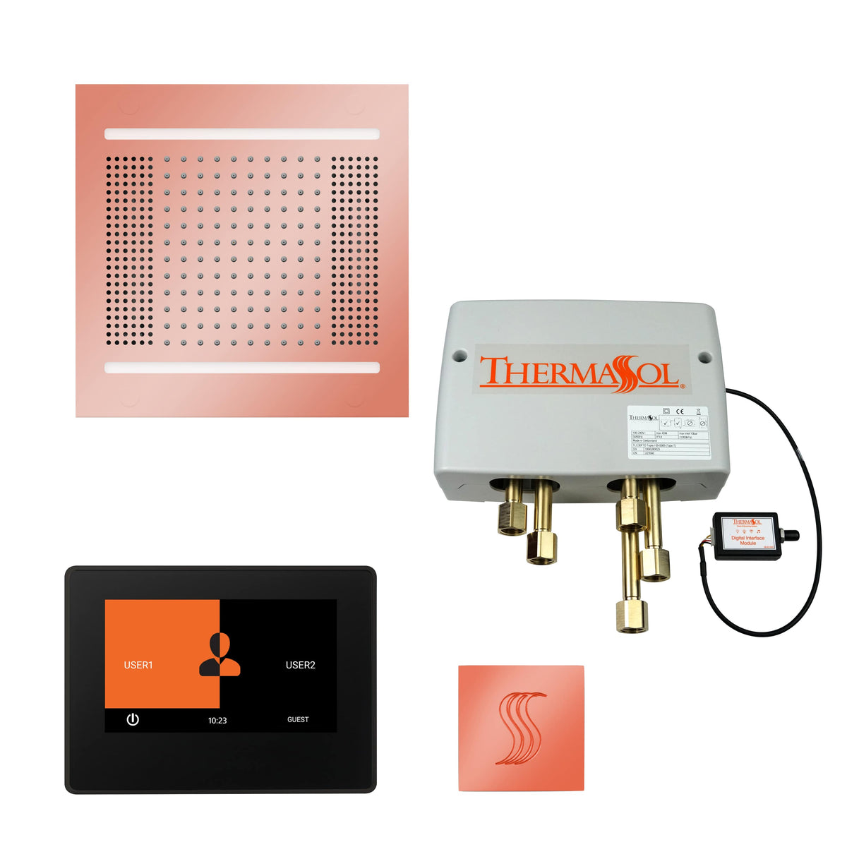 ThermaSol The Total Wellness Hydrovive14 Package with 7" ThermaTouch and Square-Steam Shower Controls & Accessories-ThermaSol-Copper-Nordica Sauna