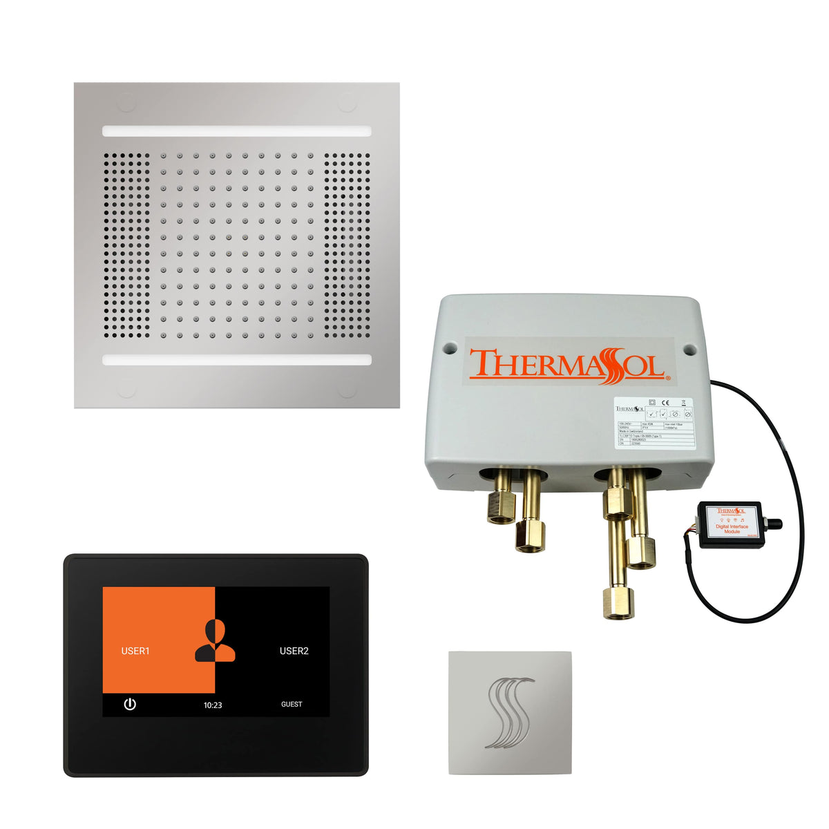 ThermaSol The Total Wellness Hydrovive14 Package with 7" ThermaTouch and Square-Steam Shower Controls & Accessories-ThermaSol-Polished Chrome-Nordica Sauna