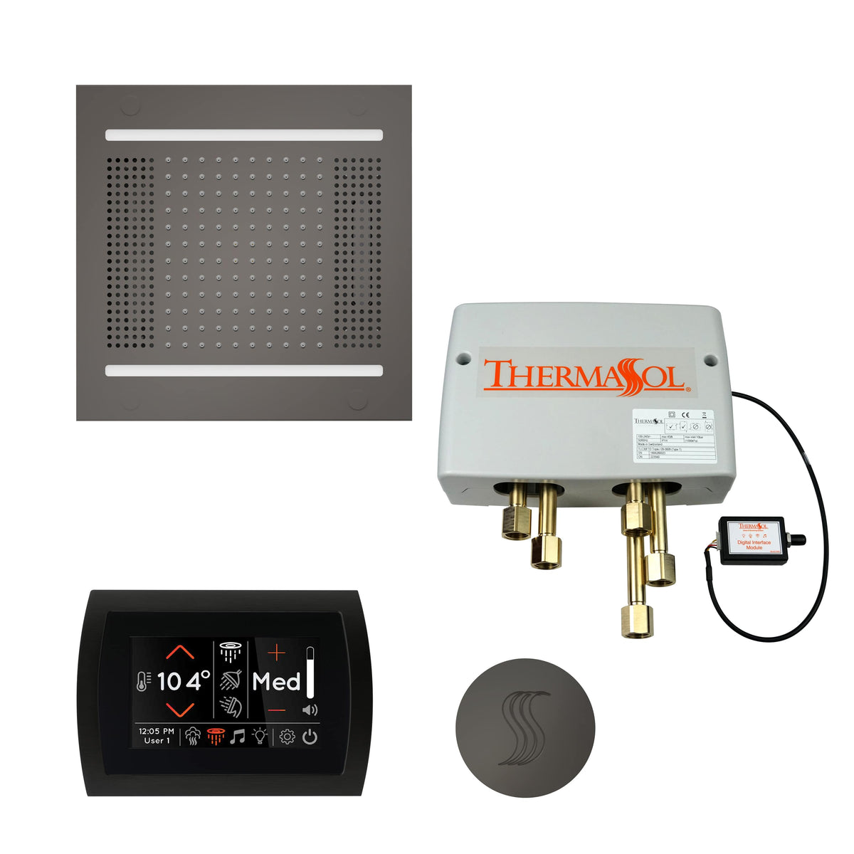 ThermaSol The Total Wellness Package Hydrovive14 with SignaTouch Round-Steam Shower Controls & Accessories-ThermaSol-Black Nickel-Nordica Sauna