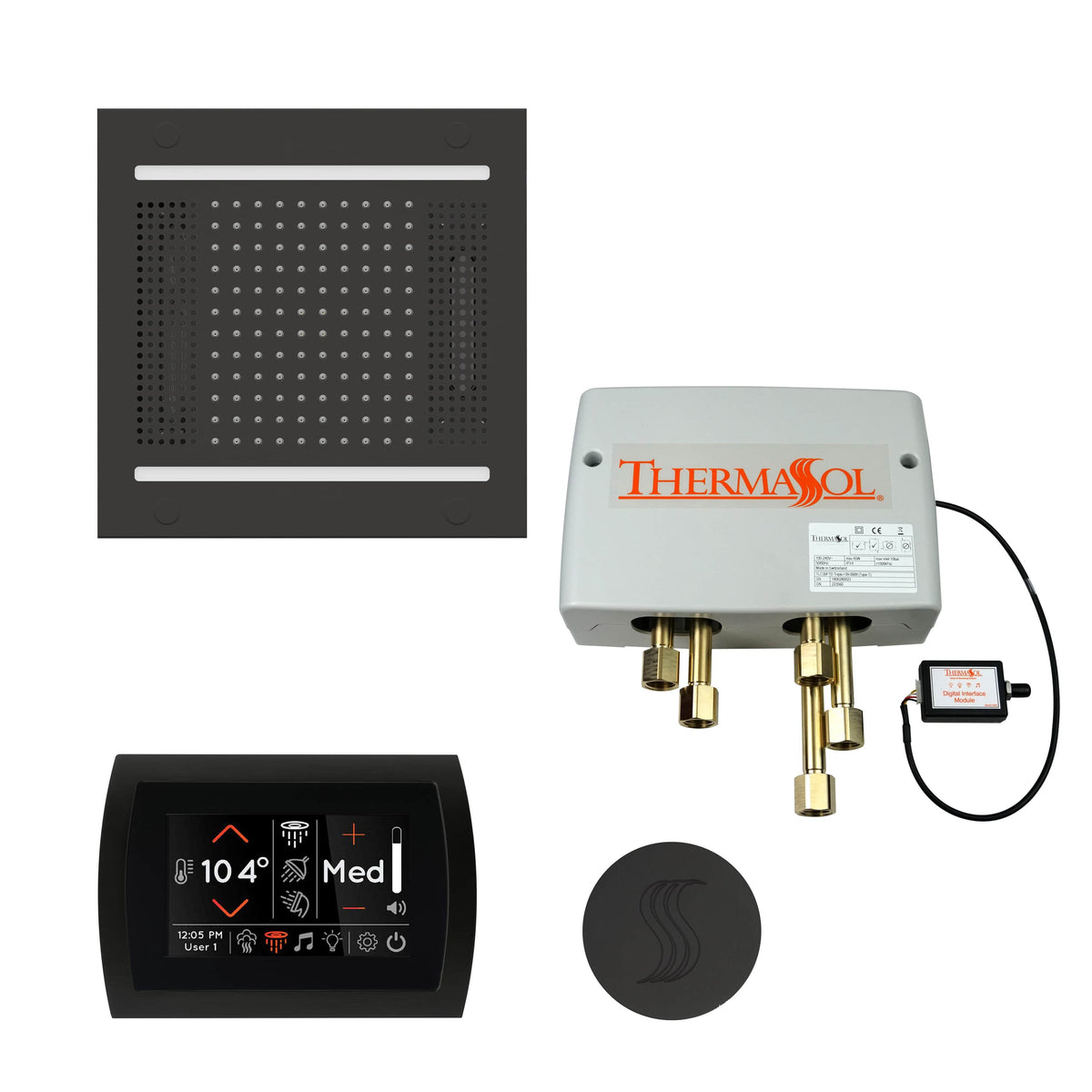 ThermaSol The Total Wellness Package Hydrovive14 with SignaTouch Round-Steam Shower Controls & Accessories-ThermaSol-Matte Black-Nordica Sauna