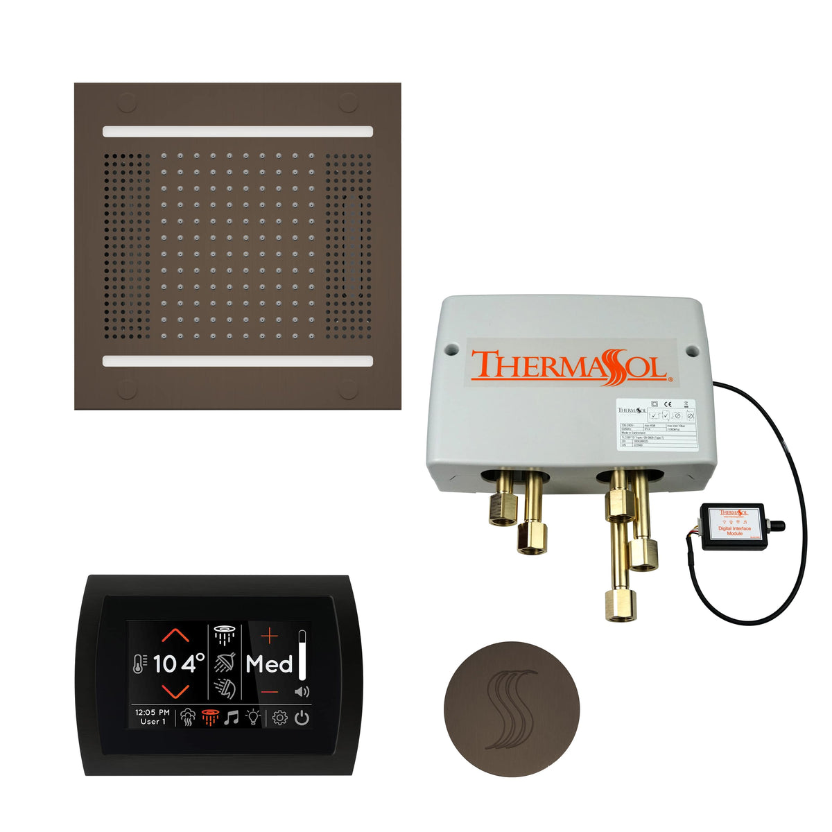 ThermaSol The Total Wellness Package Hydrovive14 with SignaTouch Round-Steam Shower Controls & Accessories-ThermaSol-Oil Rubbed Bronze-Nordica Sauna