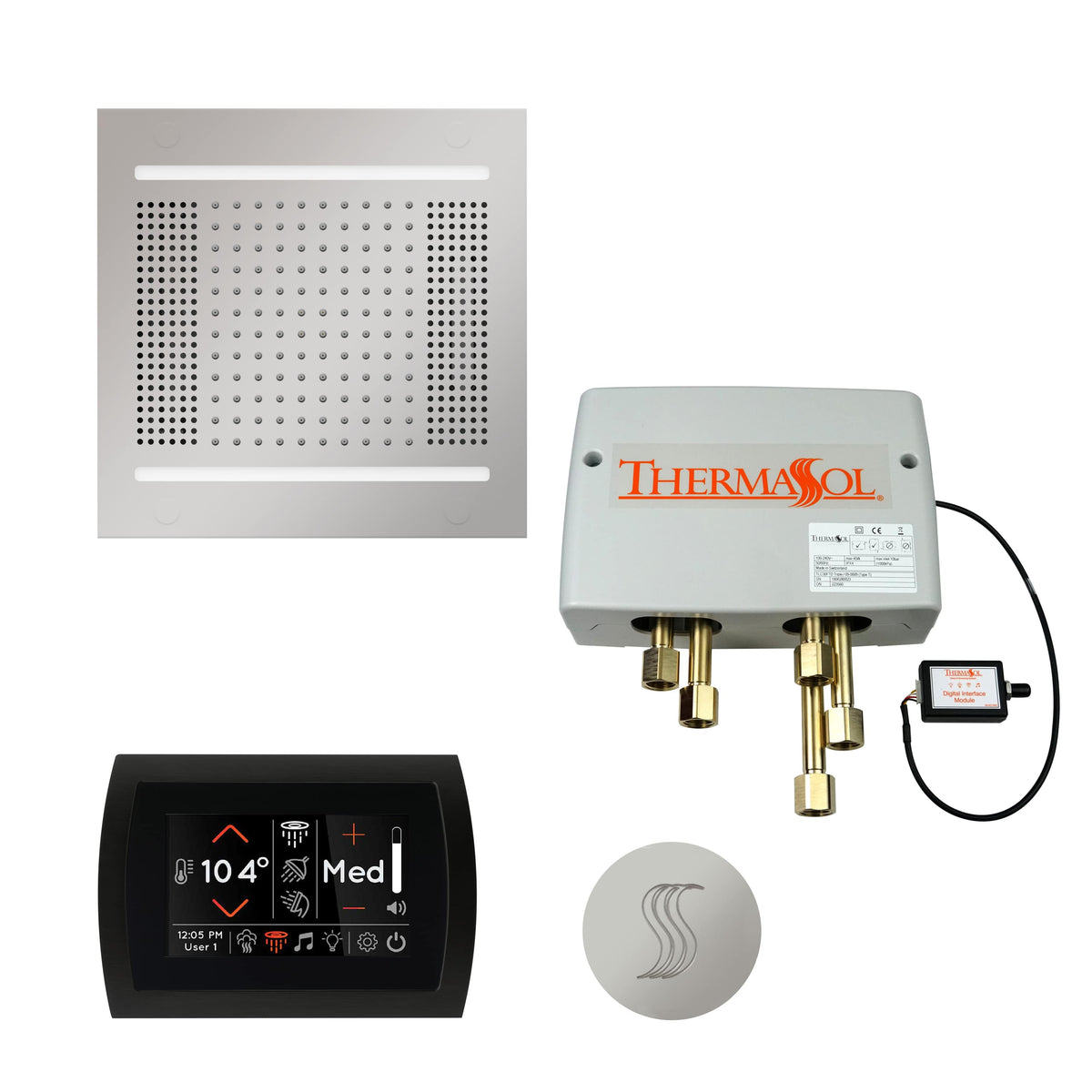 ThermaSol The Total Wellness Package Hydrovive14 with SignaTouch Round-Steam Shower Controls & Accessories-ThermaSol-Polished Chrome-Nordica Sauna
