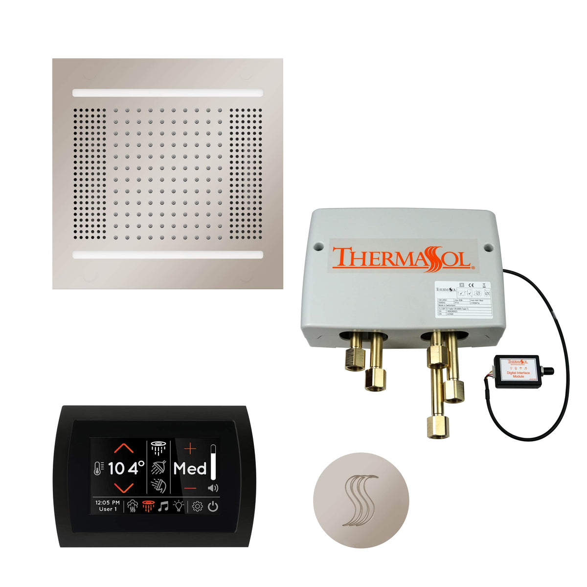 ThermaSol The Total Wellness Package Hydrovive14 with SignaTouch Round-Steam Shower Controls & Accessories-ThermaSol-Polished Nickel-Nordica Sauna