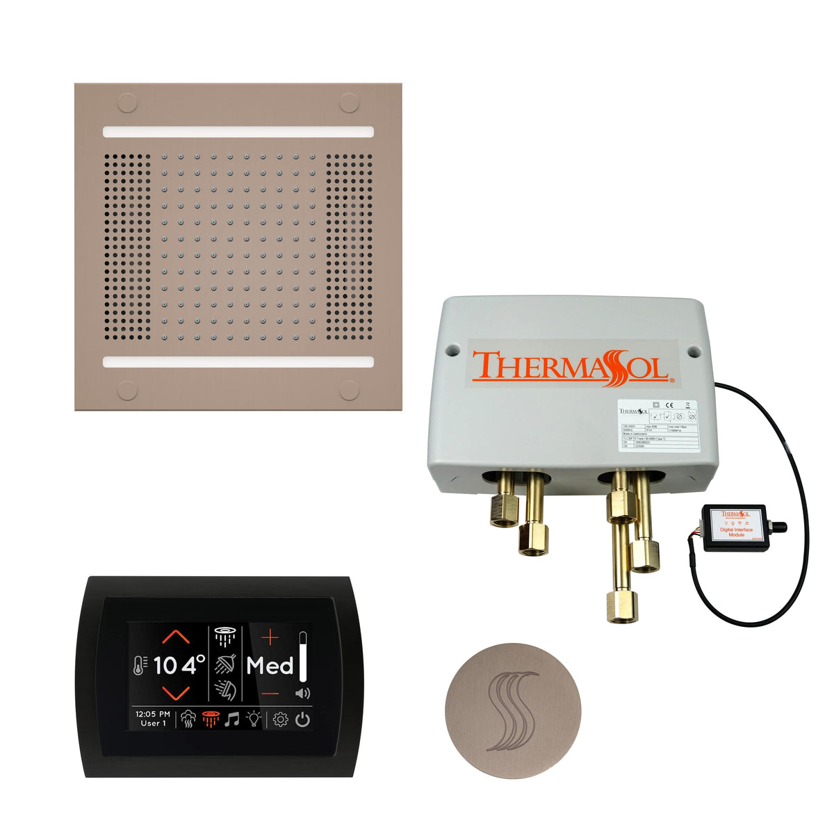 ThermaSol The Total Wellness Package Hydrovive14 with SignaTouch Round-Steam Shower Controls & Accessories-ThermaSol-Satin Nickel-Nordica Sauna