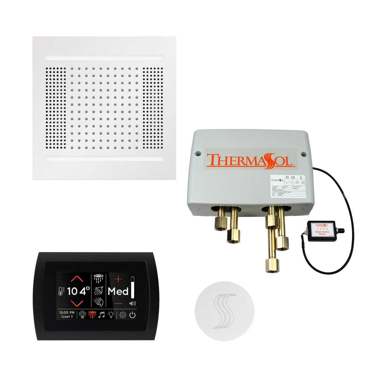 ThermaSol The Total Wellness Package Hydrovive14 with SignaTouch Round-Steam Shower Controls & Accessories-ThermaSol-White-Nordica Sauna