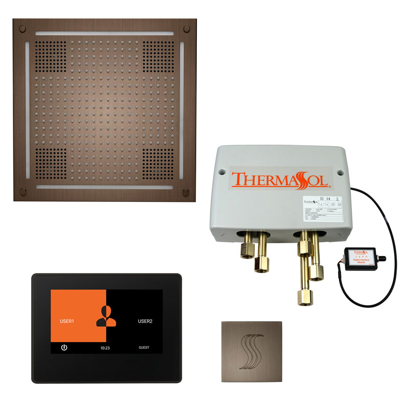 ThermaSol The Total Wellness Hydrovive Package with 7" ThermaTouch and Square-Steam Shower Controls & Accessories-ThermaSol-Antique Copper-Nordica Sauna