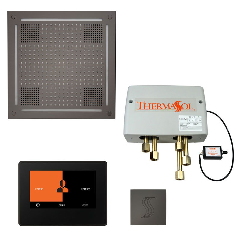 ThermaSol The Total Wellness Hydrovive Package with 7" ThermaTouch and Square-Steam Shower Controls & Accessories-ThermaSol-Black Nickel-Nordica Sauna