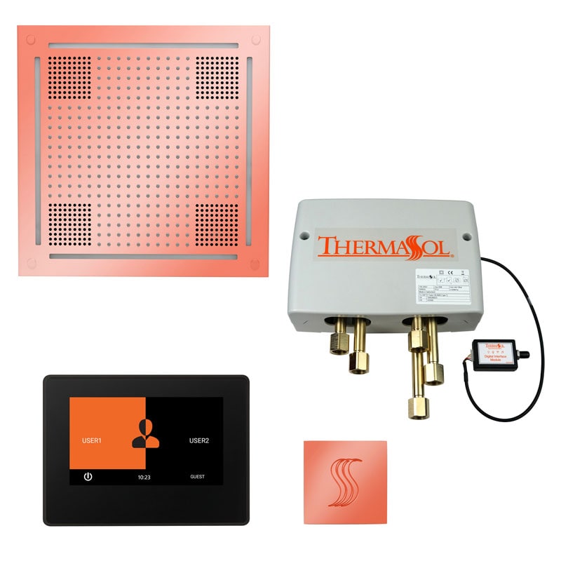 ThermaSol The Total Wellness Hydrovive Package with 7" ThermaTouch and Square-Steam Shower Controls & Accessories-ThermaSol-Copper-Nordica Sauna