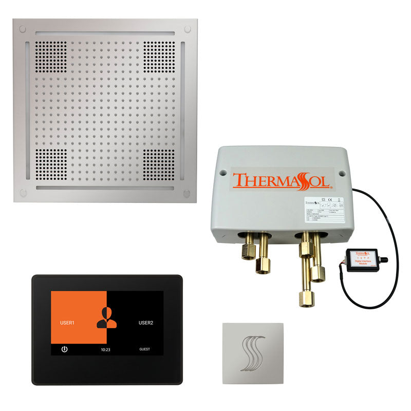 ThermaSol The Total Wellness Hydrovive Package with 7" ThermaTouch and Square-Steam Shower Controls & Accessories-ThermaSol-Polished Chrome-Nordica Sauna