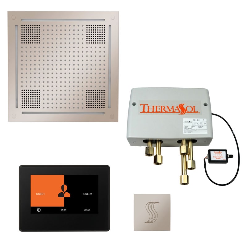 ThermaSol The Total Wellness Hydrovive Package with 7" ThermaTouch and Square-Steam Shower Controls & Accessories-ThermaSol-Polished Nickel-Nordica Sauna