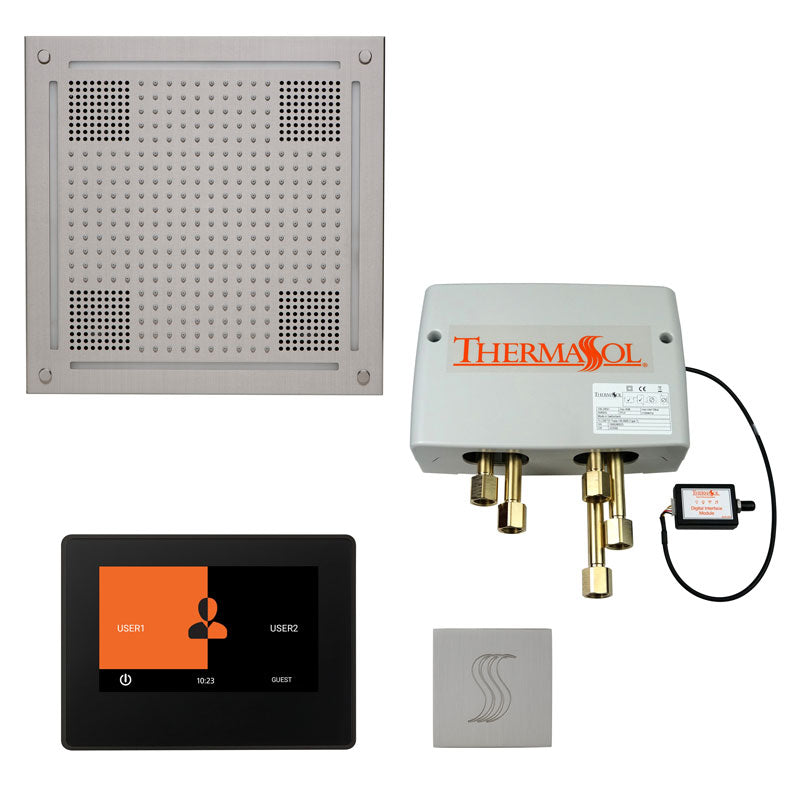ThermaSol The Total Wellness Hydrovive Package with 7" ThermaTouch and Square-Steam Shower Controls & Accessories-ThermaSol-Satin Chrome-Nordica Sauna