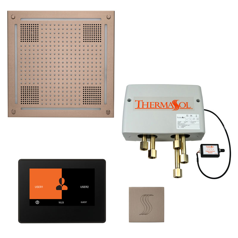 ThermaSol The Total Wellness Hydrovive Package with 7" ThermaTouch and Square-Steam Shower Controls & Accessories-ThermaSol-Satin Nickel-Nordica Sauna