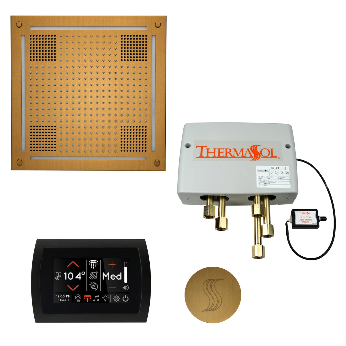ThermaSol The Total Wellness Package Hydrovive with SignaTouch Round-Steam Shower Controls & Accessories-ThermaSol-Antique Brass-Nordica Sauna