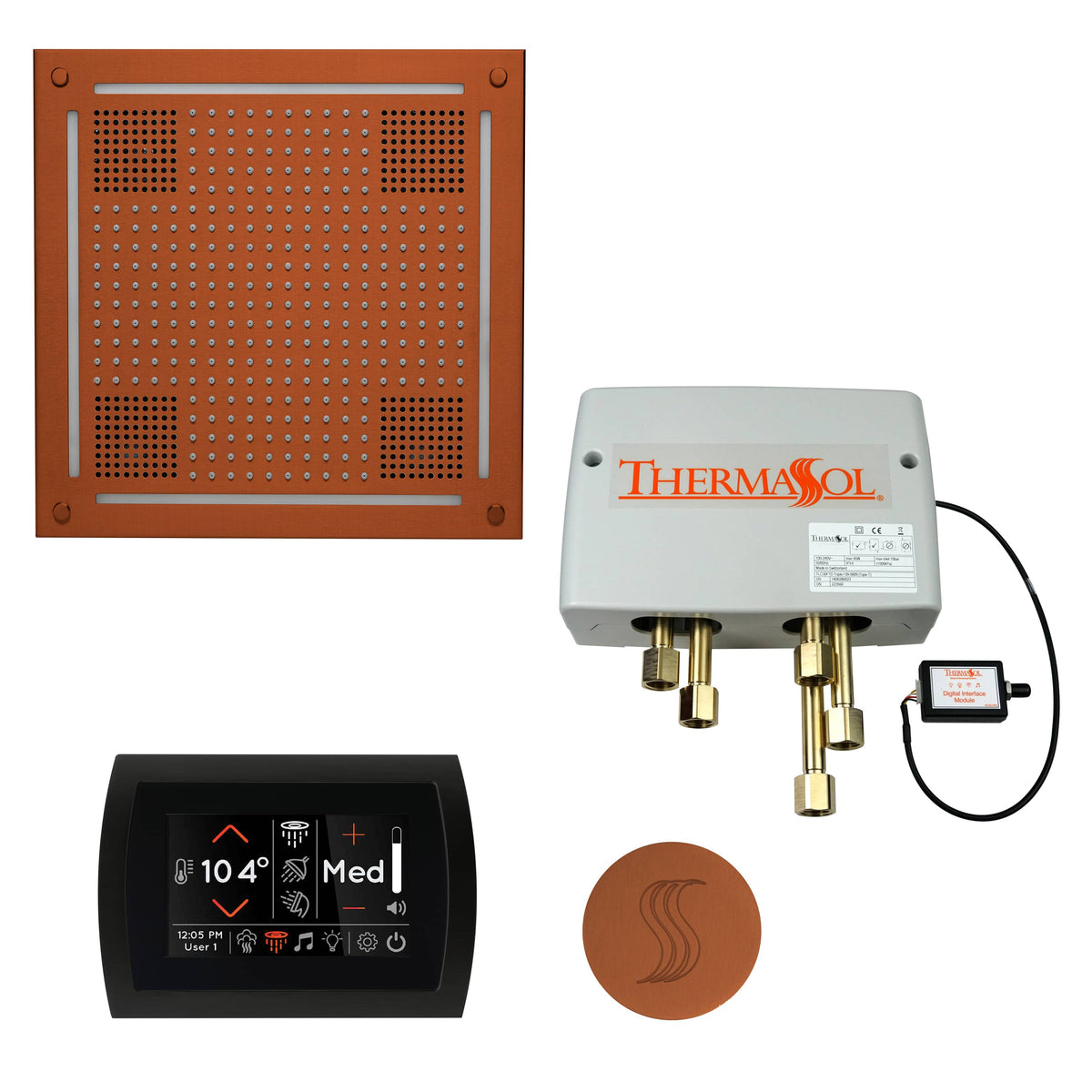 ThermaSol The Total Wellness Package Hydrovive with SignaTouch Round-Steam Shower Controls & Accessories-ThermaSol-Antique Copper-Nordica Sauna