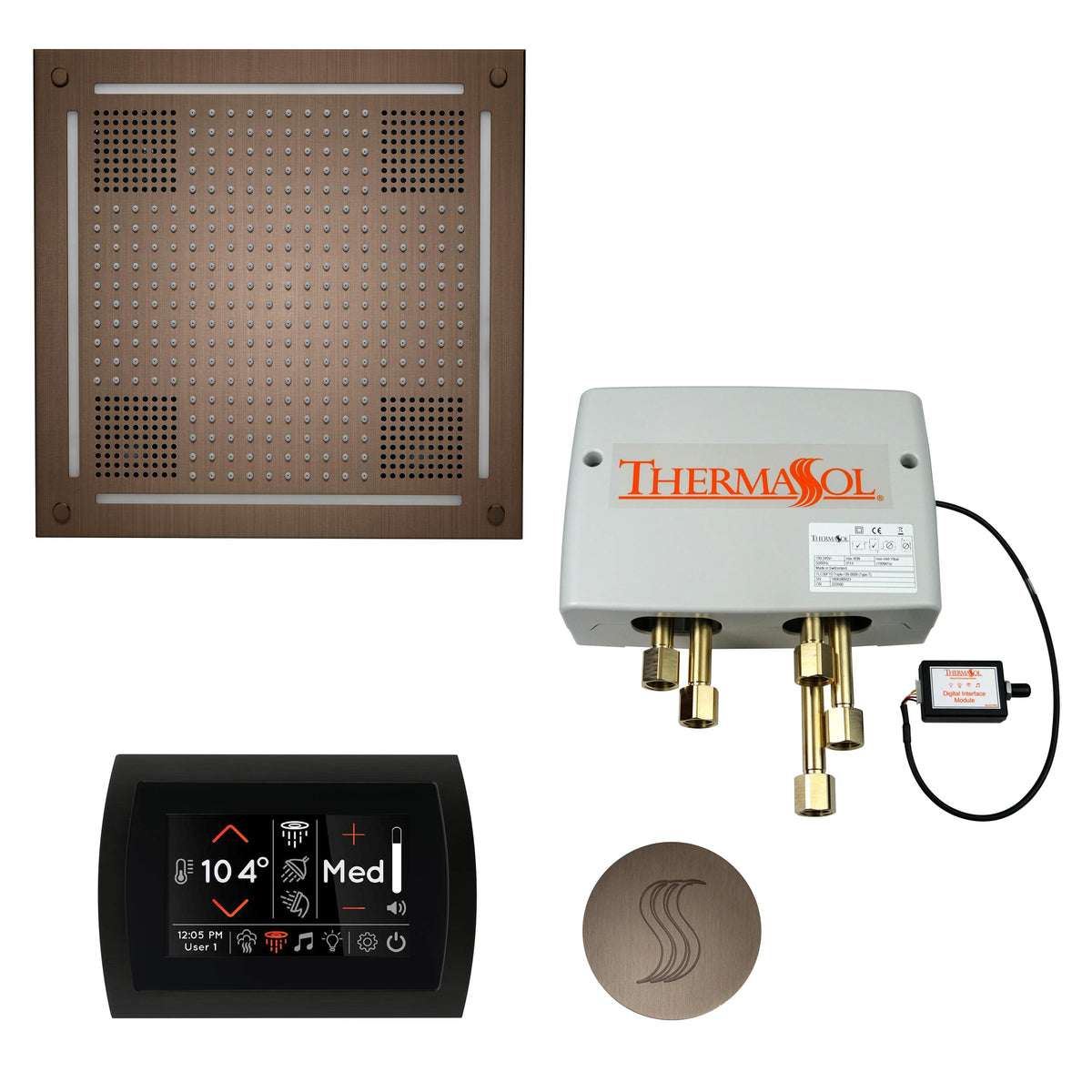 ThermaSol The Total Wellness Package Hydrovive with SignaTouch Round-Steam Shower Controls & Accessories-ThermaSol-Antique Nickel-Nordica Sauna