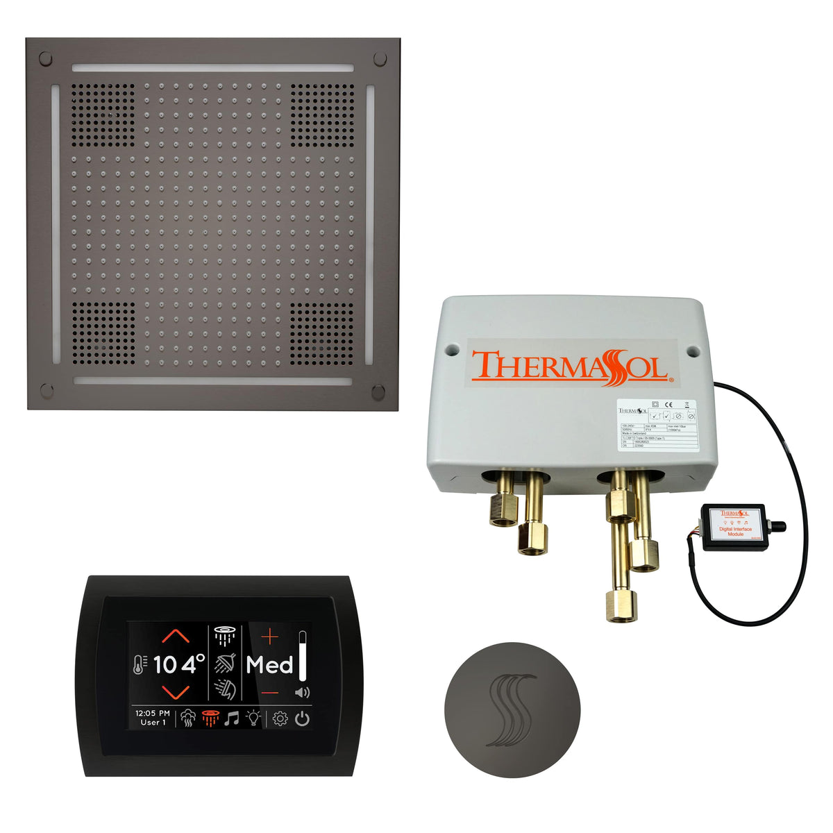 ThermaSol The Total Wellness Package Hydrovive with SignaTouch Round-Steam Shower Controls & Accessories-ThermaSol-Black Nickel-Nordica Sauna