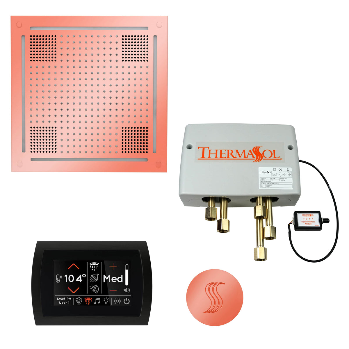 ThermaSol The Total Wellness Package Hydrovive with SignaTouch Round-Steam Shower Controls & Accessories-ThermaSol-Copper-Nordica Sauna