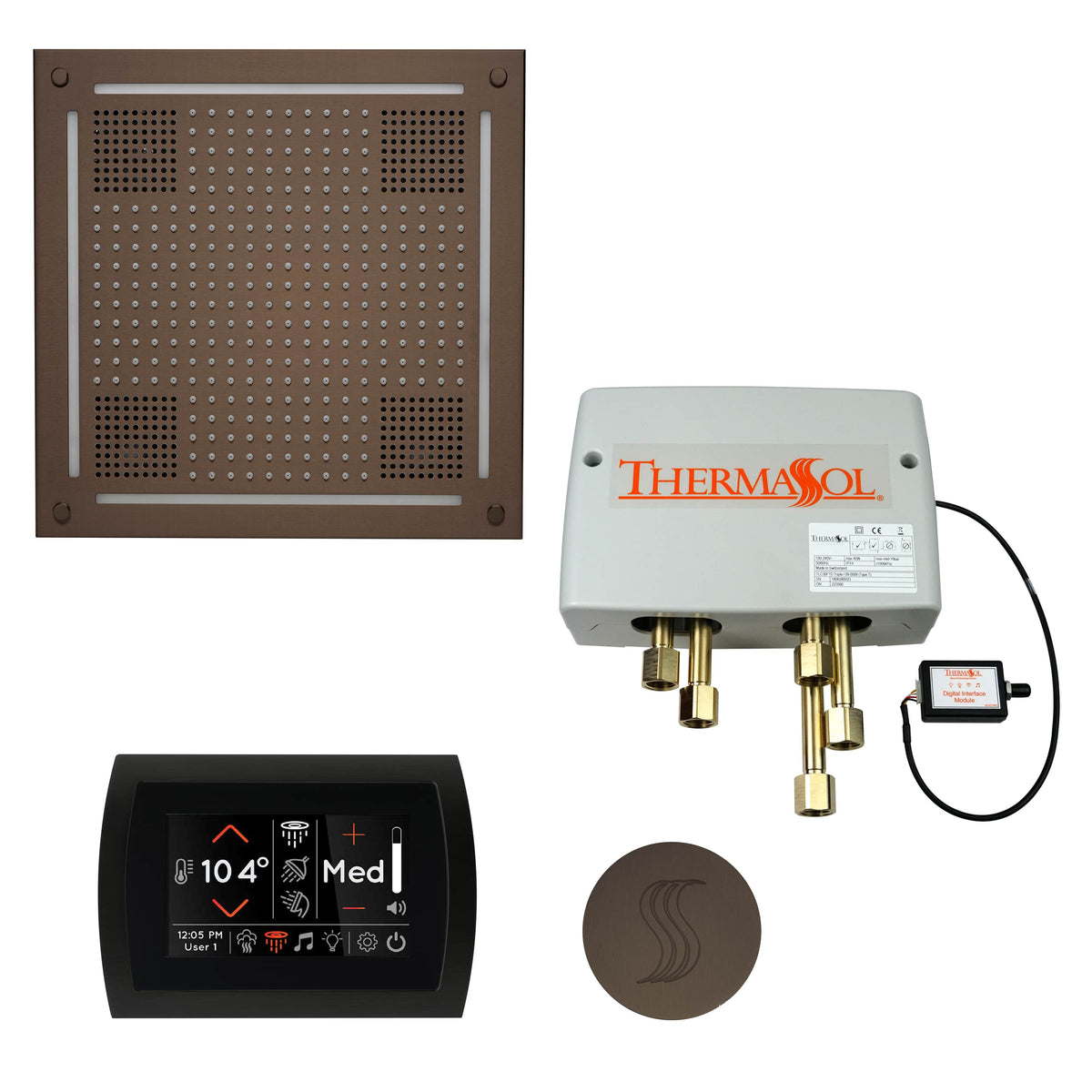 ThermaSol The Total Wellness Package Hydrovive with SignaTouch Round-Steam Shower Controls & Accessories-ThermaSol-Oil Rubbed Bronze-Nordica Sauna