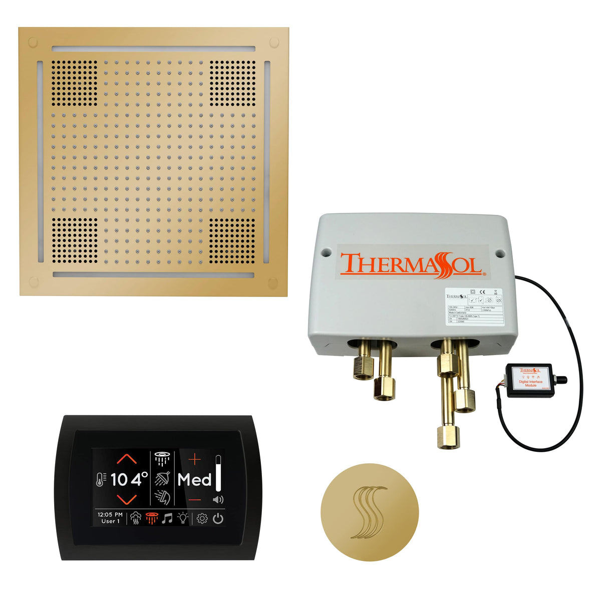 ThermaSol The Total Wellness Package Hydrovive with SignaTouch Round-Steam Shower Controls & Accessories-ThermaSol-Polished Brass-Nordica Sauna