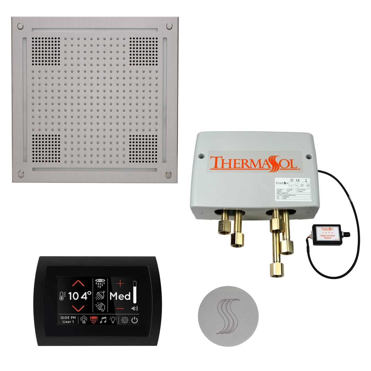 ThermaSol The Total Wellness Package Hydrovive with SignaTouch Round-Steam Shower Controls & Accessories-ThermaSol-Satin Chrome-Nordica Sauna