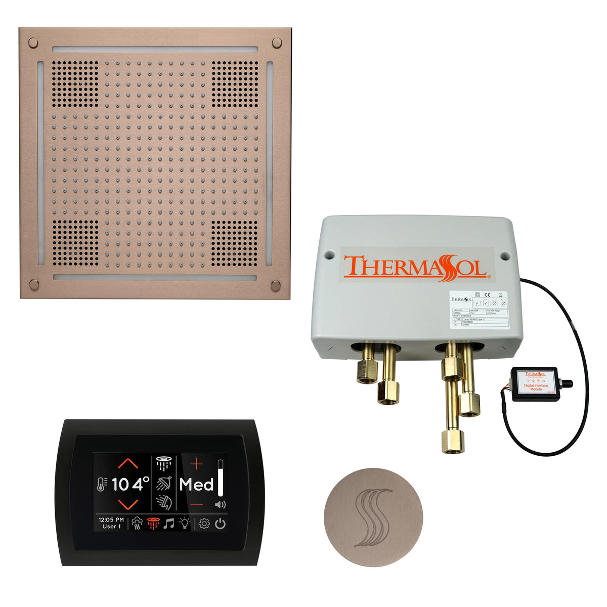 ThermaSol The Total Wellness Package Hydrovive with SignaTouch Round-Steam Shower Controls & Accessories-ThermaSol-Satin Nickel-Nordica Sauna