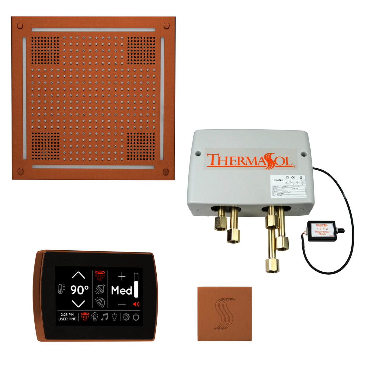 ThermaSol The Total Wellness Package Hydrovive with SignaTouch Square-Steam Shower Controls & Accessories-ThermaSol-Antique Copper-Nordica Sauna