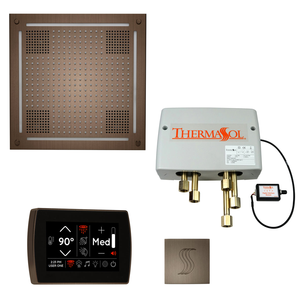 ThermaSol The Total Wellness Package Hydrovive with SignaTouch Square-Steam Shower Controls & Accessories-ThermaSol-Antique Nickel-Nordica Sauna