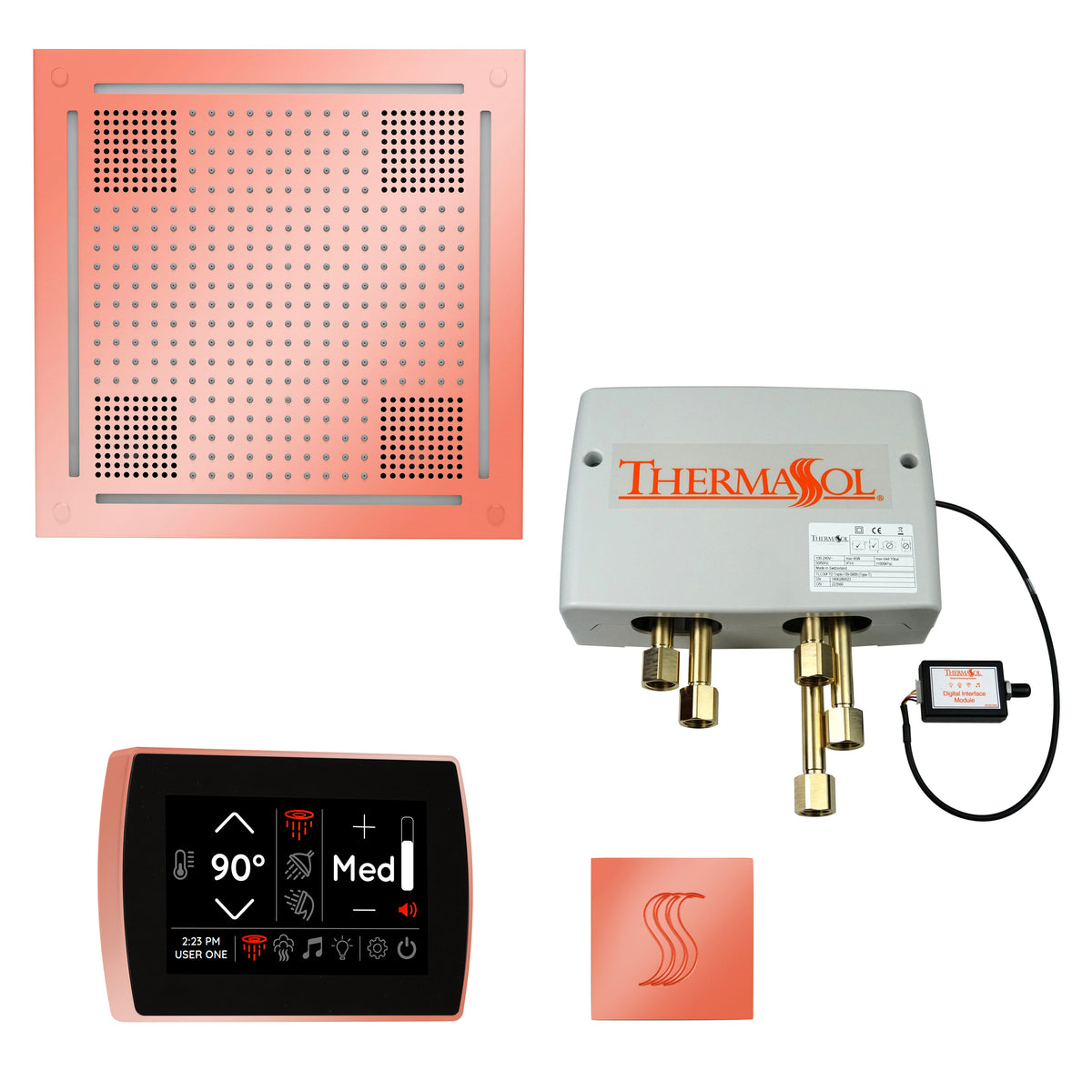 ThermaSol The Total Wellness Package Hydrovive with SignaTouch Square-Steam Shower Controls & Accessories-ThermaSol-Copper-Nordica Sauna