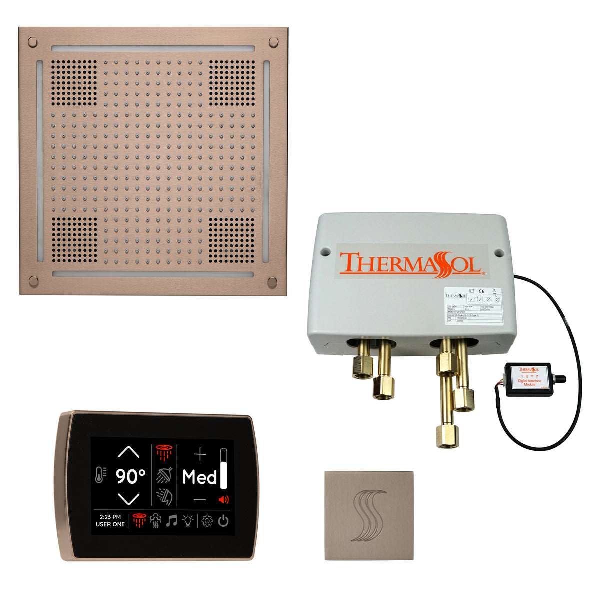ThermaSol The Total Wellness Package Hydrovive with SignaTouch Square-Steam Shower Controls & Accessories-ThermaSol-Satin Nickel-Nordica Sauna