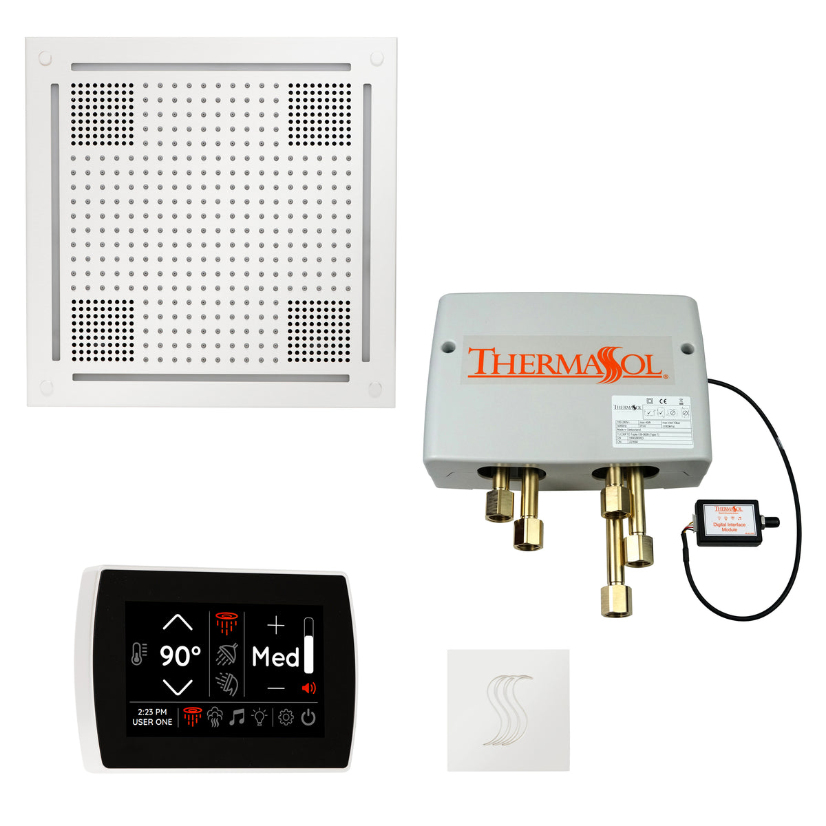 ThermaSol The Total Wellness Package Hydrovive with SignaTouch Square-Steam Shower Controls & Accessories-ThermaSol-White-Nordica Sauna