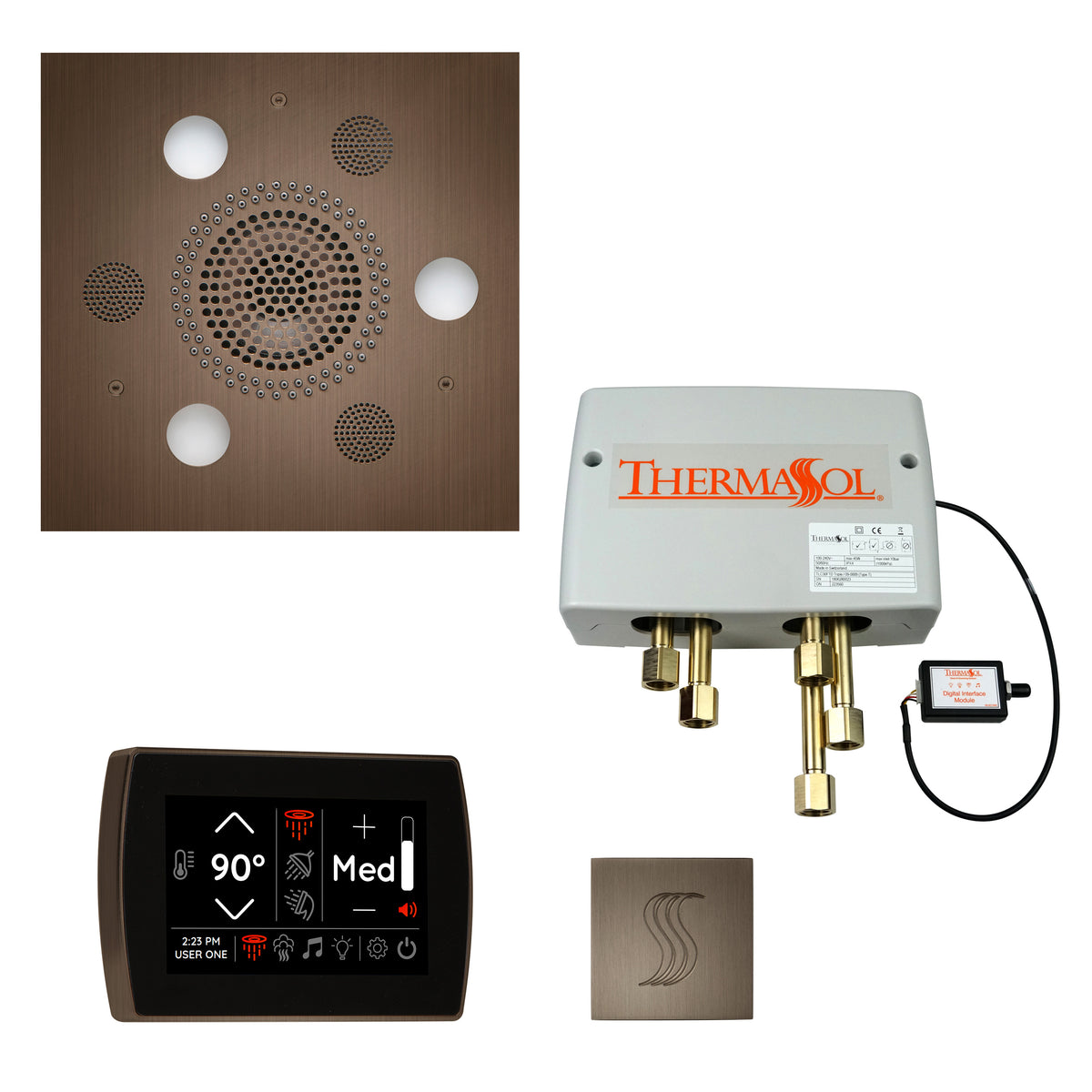 ThermaSol The Total Wellness Package with SignaTouch Square-Steam Shower Controls & Accessories-ThermaSol-Antique Nickel-Nordica Sauna