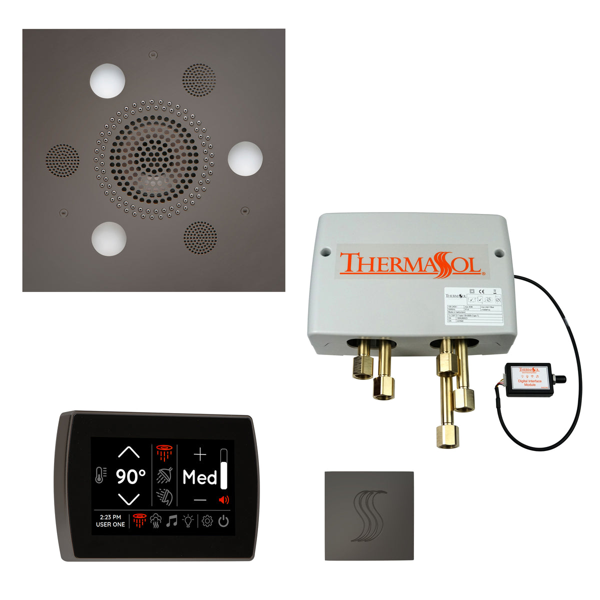 ThermaSol The Total Wellness Package with SignaTouch Square-Steam Shower Controls & Accessories-ThermaSol-Black Nickel-Nordica Sauna