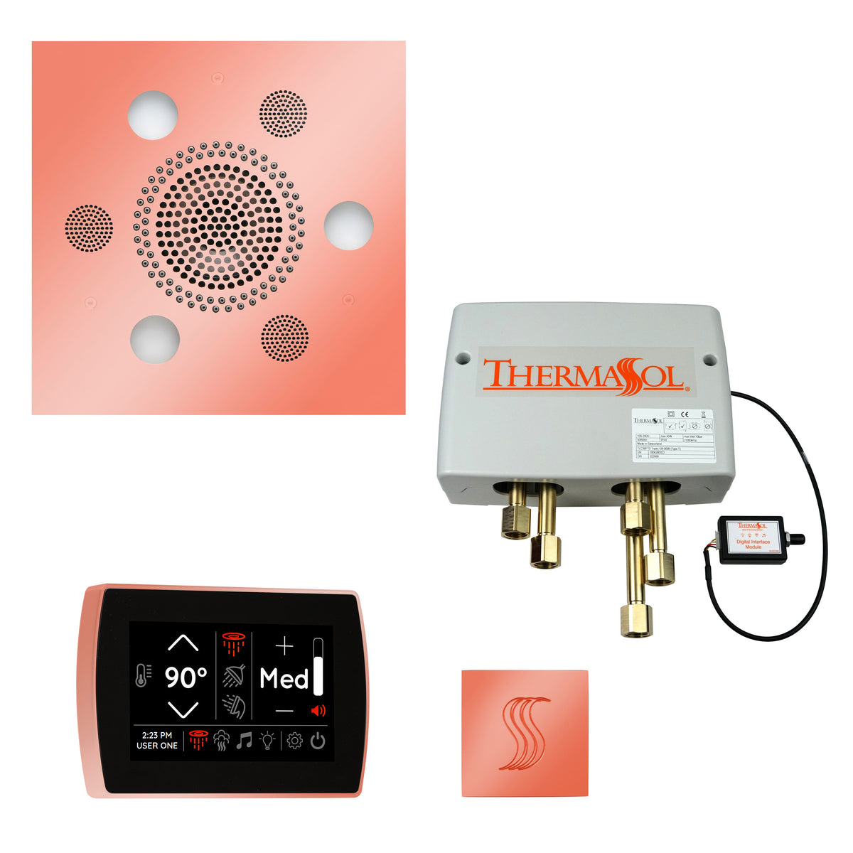 ThermaSol The Total Wellness Package with SignaTouch Square-Steam Shower Controls & Accessories-ThermaSol-Copper-Nordica Sauna