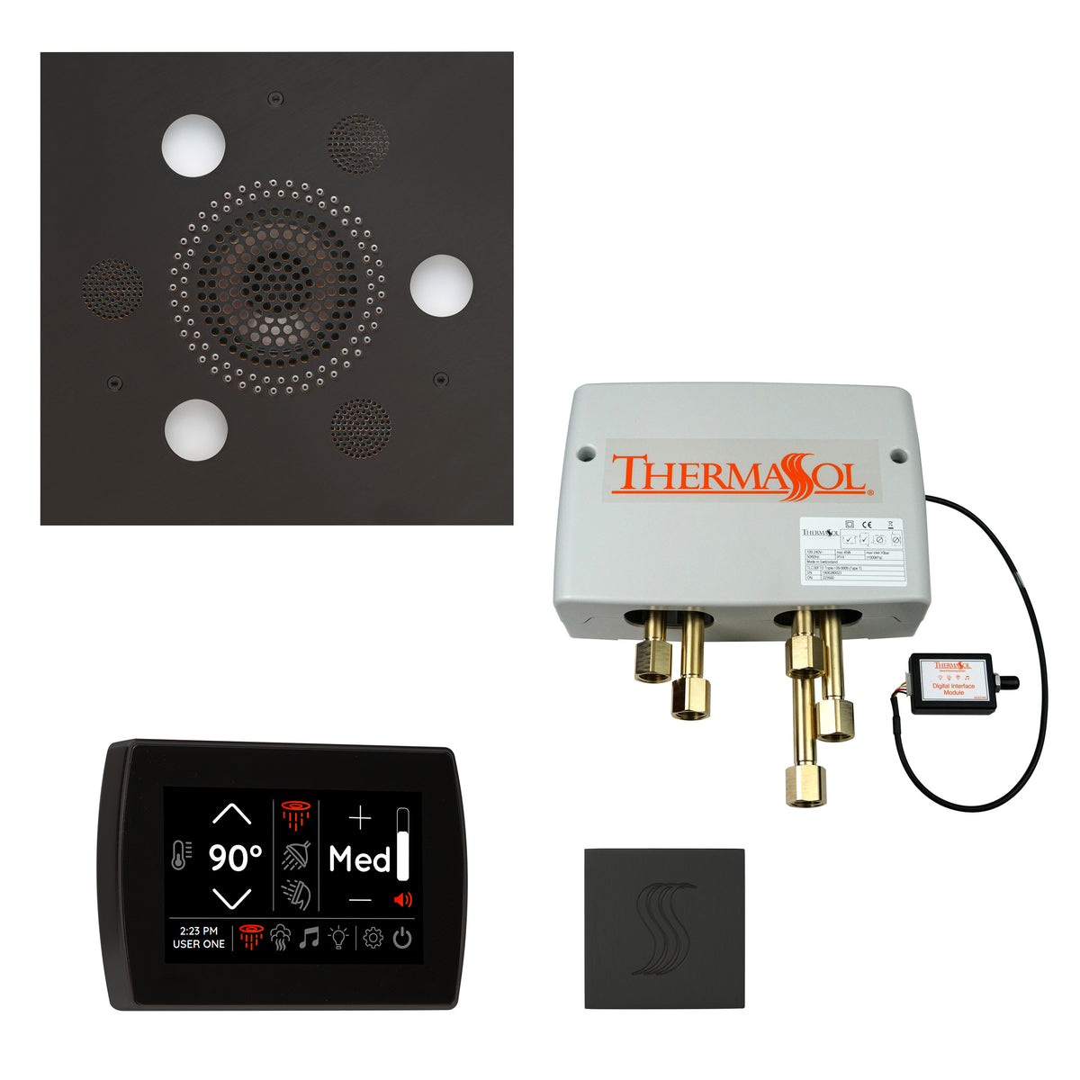 ThermaSol The Total Wellness Package with SignaTouch Square-Steam Shower Controls & Accessories-ThermaSol-Matte Black-Nordica Sauna