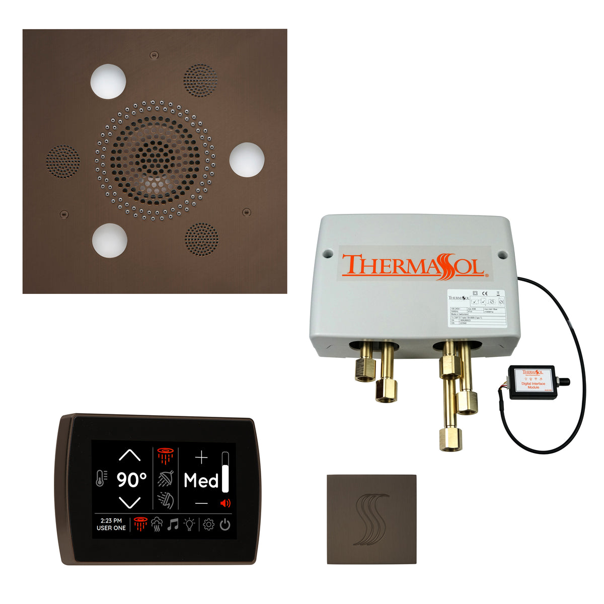 ThermaSol The Total Wellness Package with SignaTouch Square-Steam Shower Controls & Accessories-ThermaSol-Oil Rubbed Bronze-Nordica Sauna