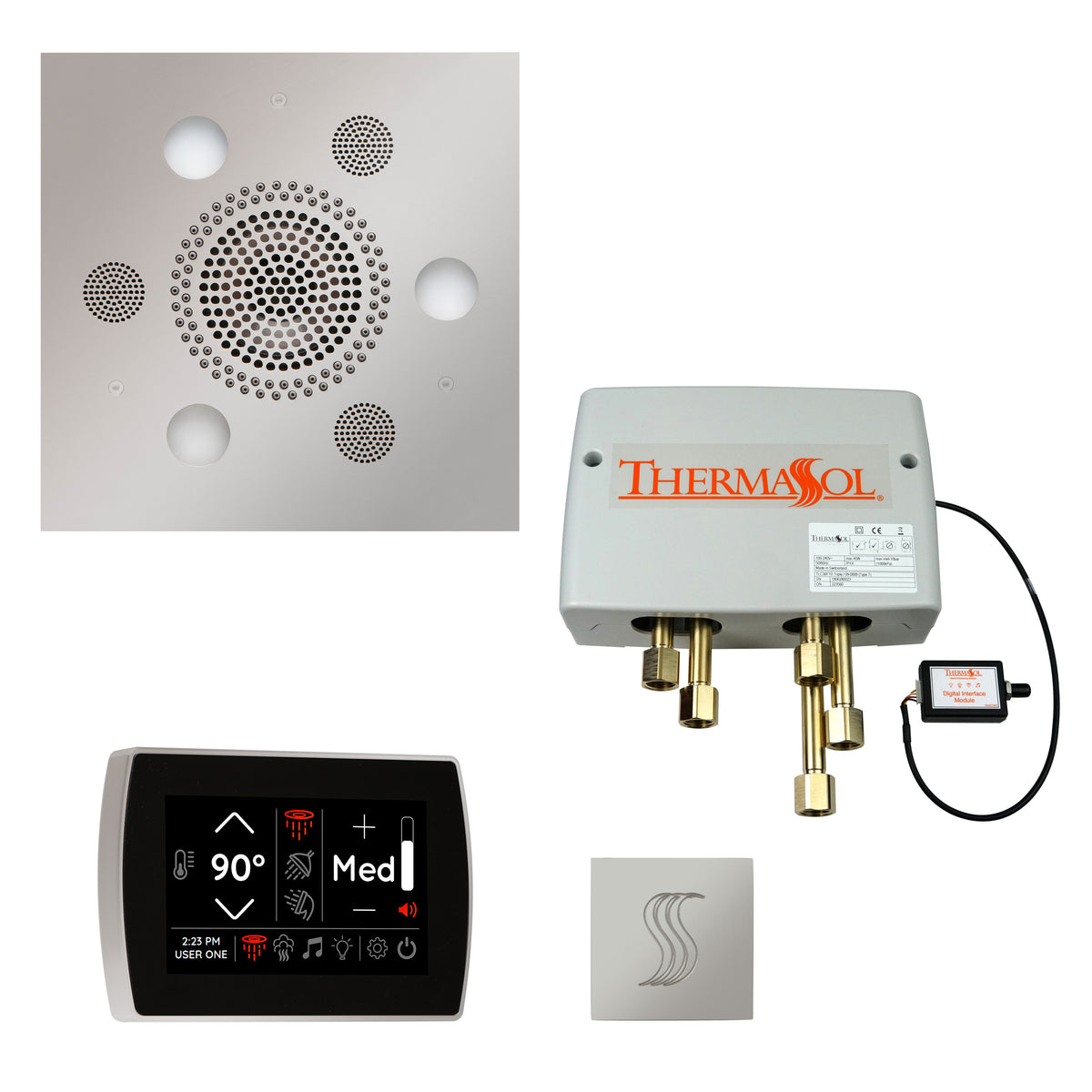 ThermaSol The Total Wellness Package with SignaTouch Square-Steam Shower Controls & Accessories-ThermaSol-Polished Chrome-Nordica Sauna