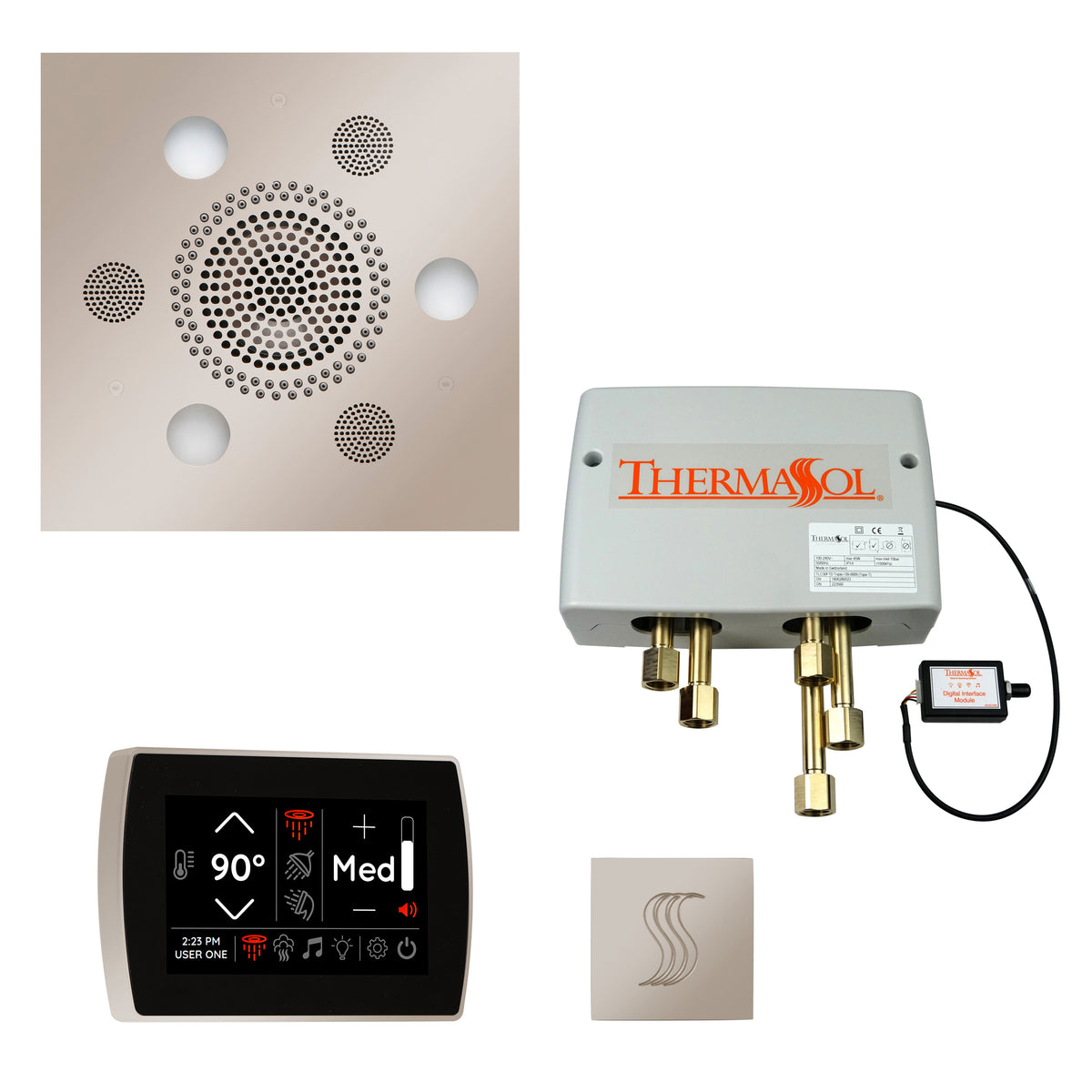 ThermaSol The Total Wellness Package with SignaTouch Square-Steam Shower Controls & Accessories-ThermaSol-Polished Nickel-Nordica Sauna