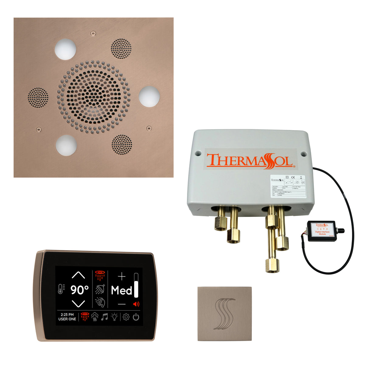 ThermaSol The Total Wellness Package with SignaTouch Square-Steam Shower Controls & Accessories-ThermaSol-Satin Nickel-Nordica Sauna