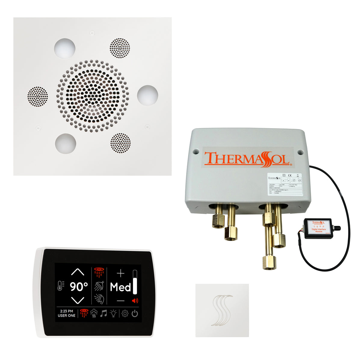 ThermaSol The Total Wellness Package with SignaTouch Square-Steam Shower Controls & Accessories-ThermaSol-White-Nordica Sauna