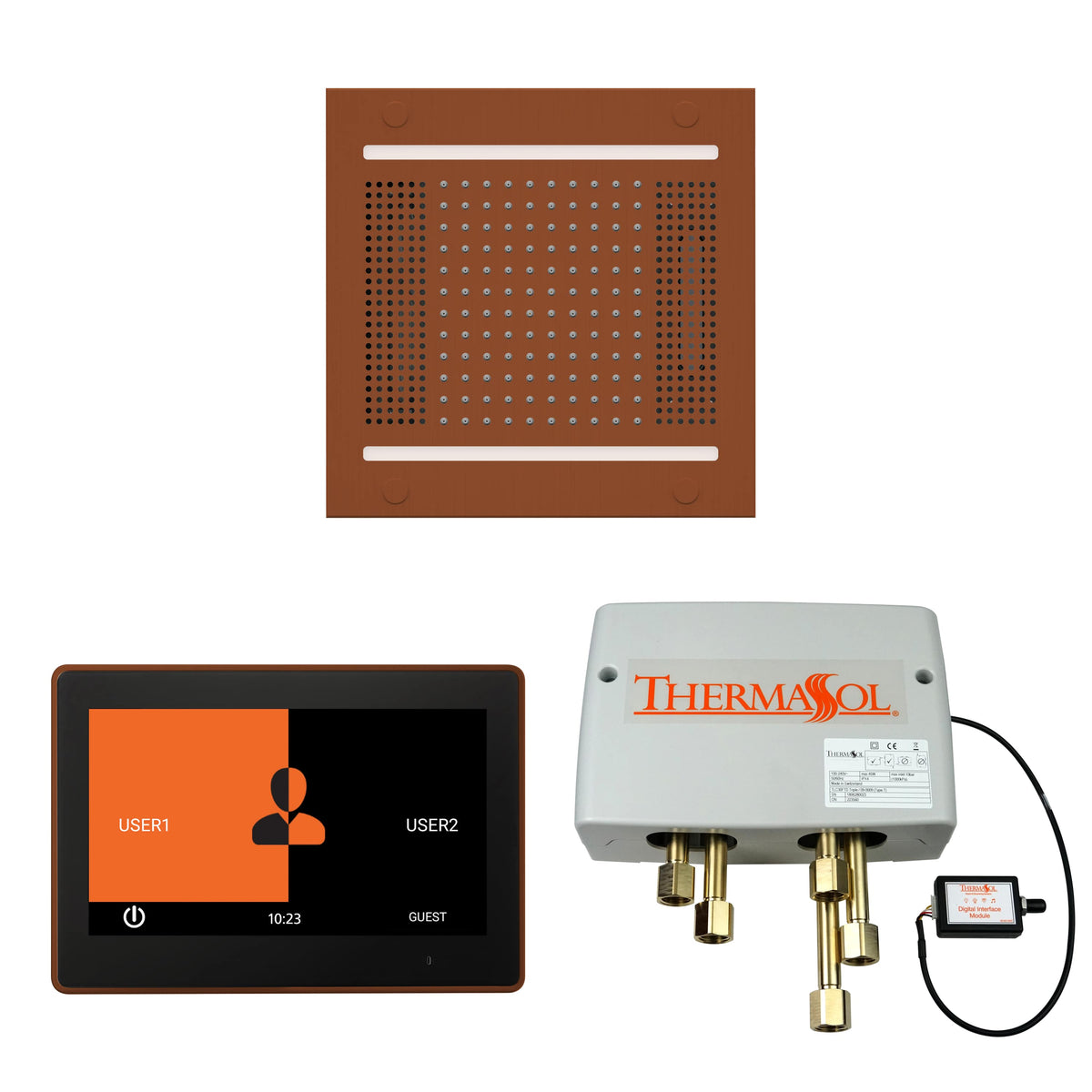 ThermaSol The Wellness Hydrovive14 Shower Package with 10" ThermaTouch Square-Steam Shower Controls & Accessories-ThermaSol-Antique Copper-Nordica Sauna