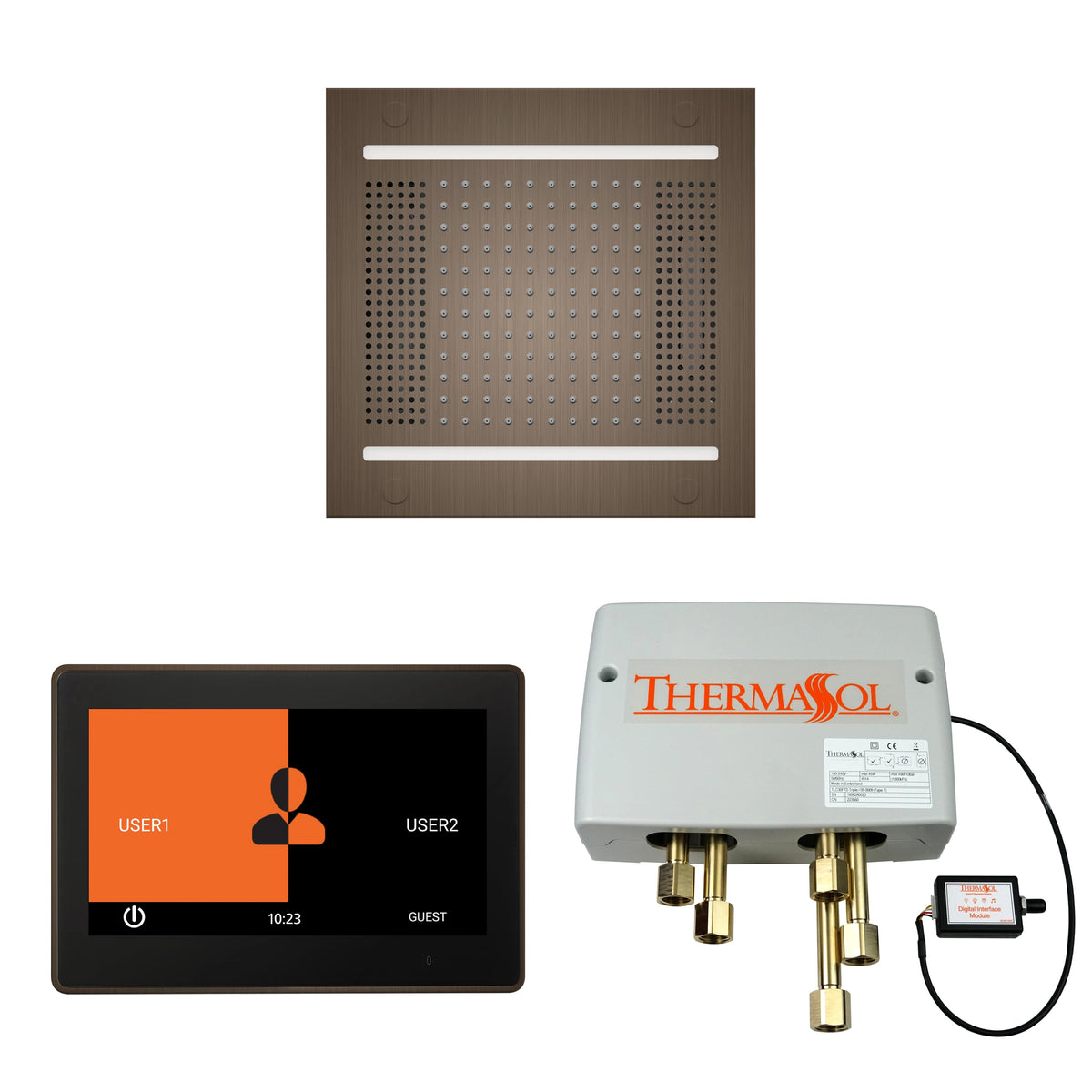 ThermaSol The Wellness Hydrovive14 Shower Package with 10" ThermaTouch Square-Steam Shower Controls & Accessories-ThermaSol-Antique Nickel-Nordica Sauna
